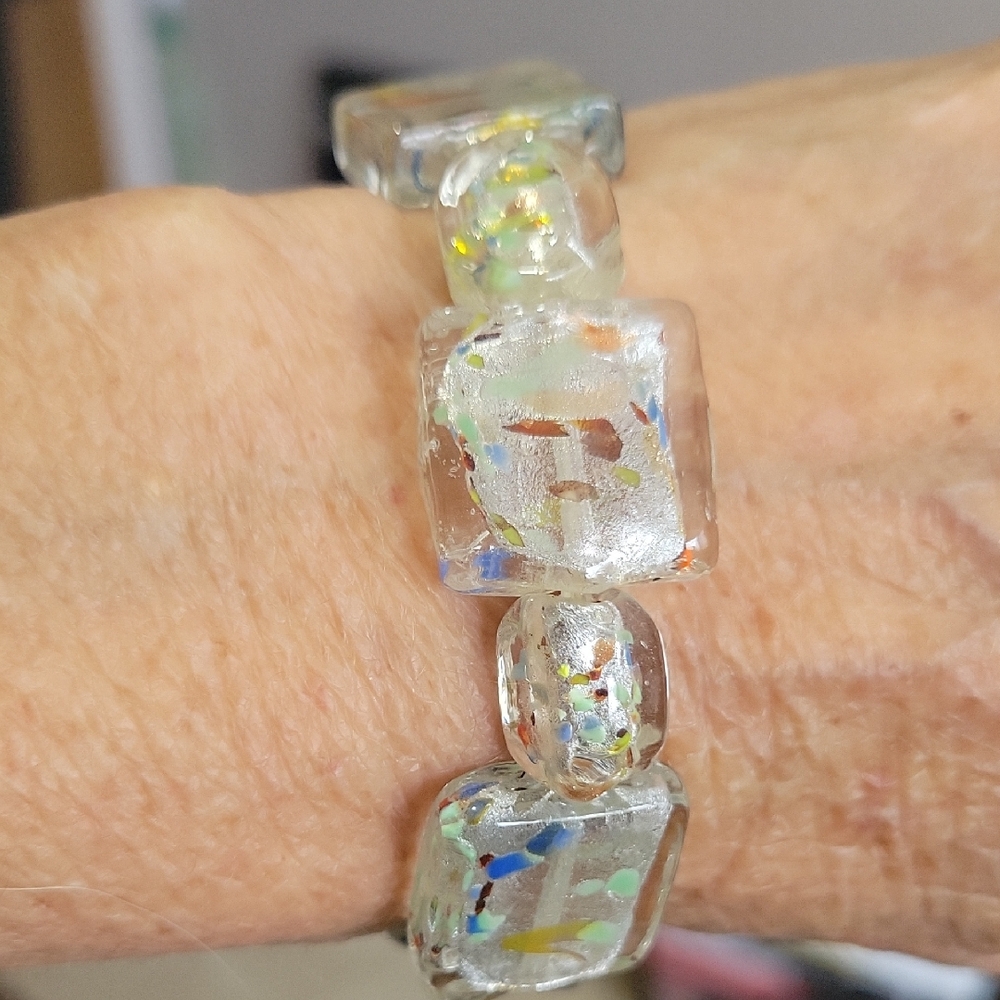 Vintage Streatch  Multicolor Glass Bead Bracelet